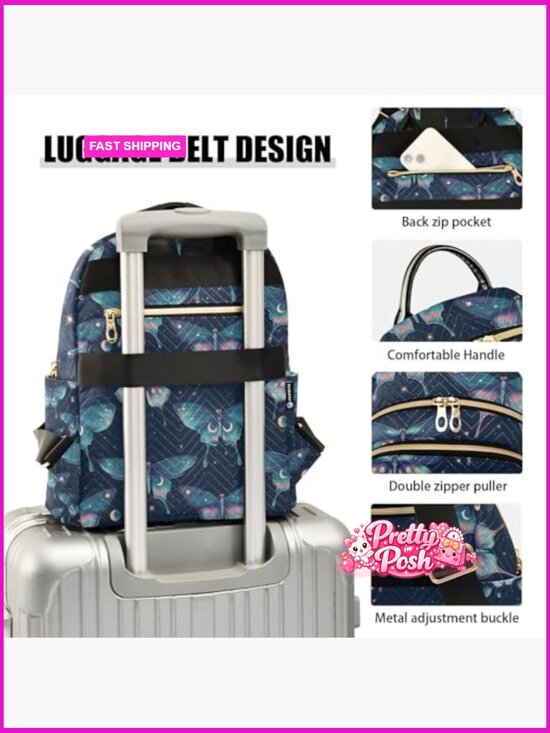 Dreamy Butterfly Moon Mini Backpack Purse Lightweight Travel Shoulder Bag main image 7